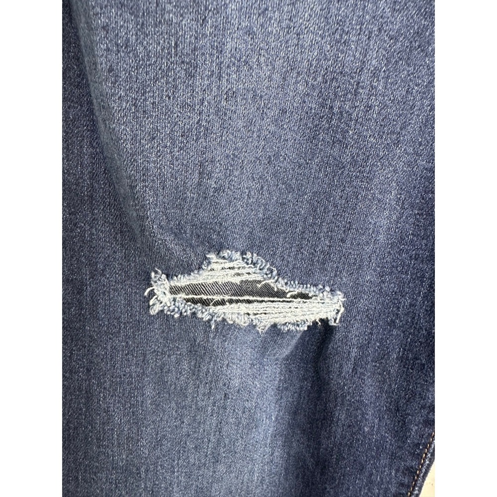 Levis Ribcage Straight Ankle Jeans Dark Distressed High Rise 26x27 72693-0133 - Picture 14 of 16